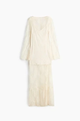 H&M Divided Cream Lace Maxi Dress with Slip Liner - Image 1 of 4