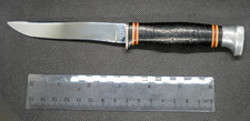 Ka-bar Vintage Hunting Fixed Blade Knife 8" - Stacked Leather Handle - BEAUTIFUL