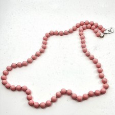 Vintage Retro Pink Beaded Statement Necklace Gold Tone Accents Classic Style