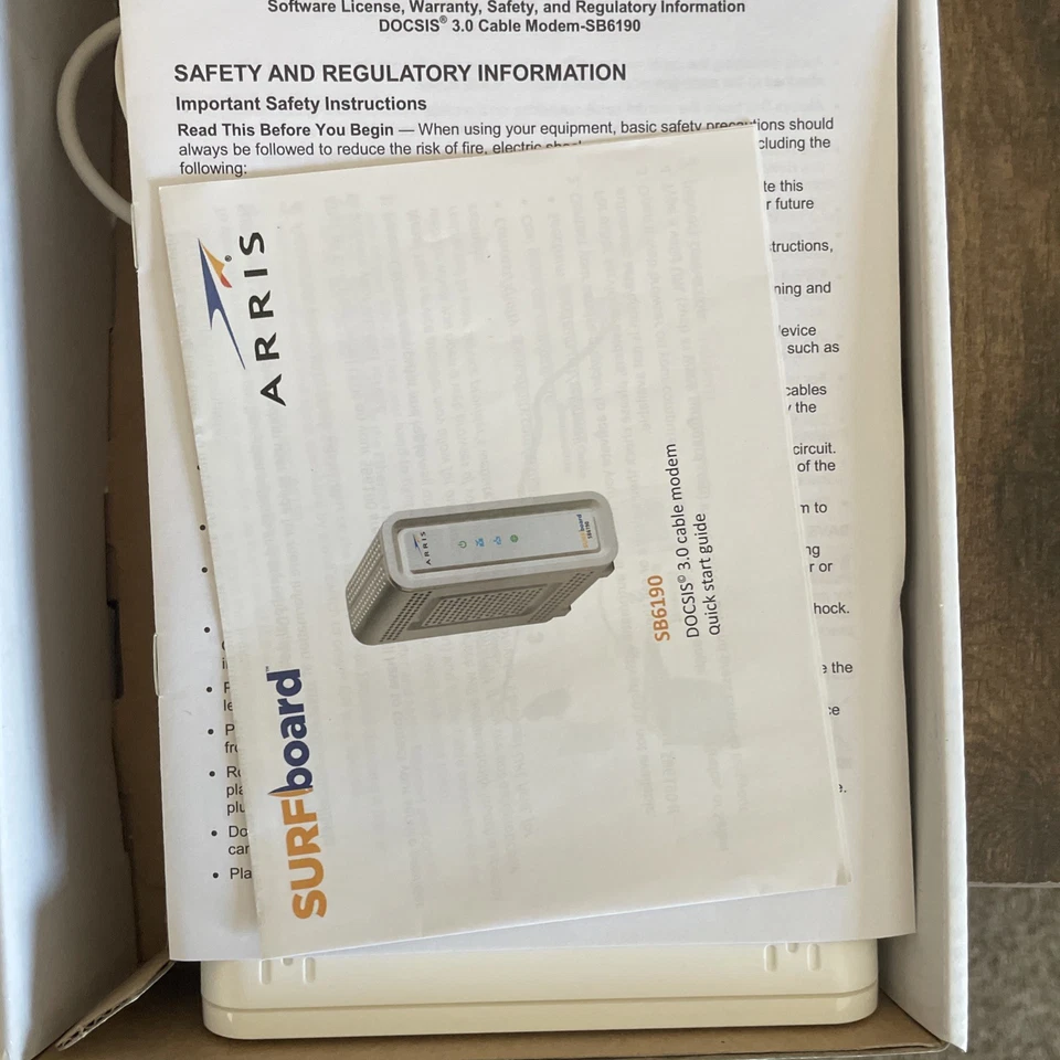 Arris Surfboard SB6190 DOCSIS 3.0 Cable Modem ~ White ~ Power Tested - Image 4 of 4