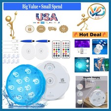Rechargeable LED Pool Lights 2-Pack Color Changing Waterproof Remote Control