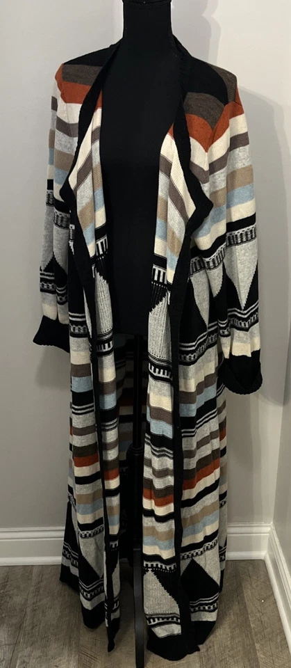 Monroe and Main Suéter Plumero Cárdigan Suroeste Hippie Azteca Boho Talla 2X Foto 3 de 4