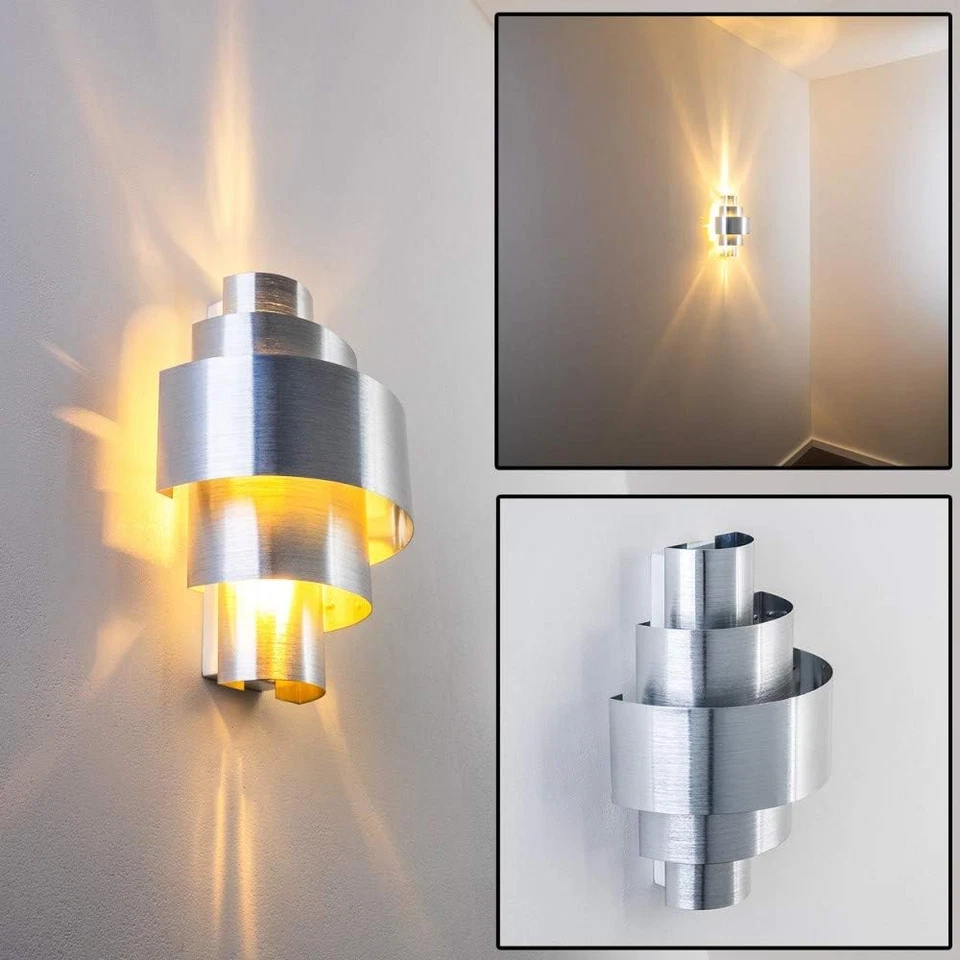 Lampada Da Parete Lucillo in Metallo in Alluminio Spazzolato, Lampada Da Parete  - Immagine 2 di 4