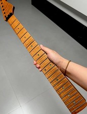 AAAA Floyd lock nut 22fret Roasted flame Maple Electric Guitar Neck 12in Satin
