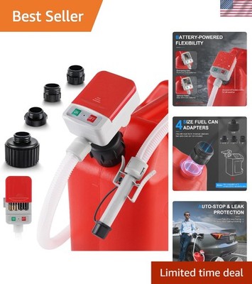 Battery-Powered Fuel Transfer Pump with 51'' Hose & 4 Adapters - Safe & Efficient