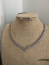 Swarovski Angelic | White | Rhodium Plated Square Necklace And Earrings