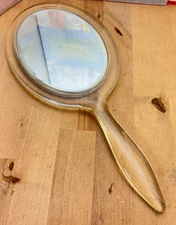 Vintage Fuller Brush Co Vanity Handheld Mirror Clear Lucite Double Sided, 14"