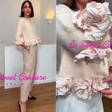 ZARA FW25/26 BEIGE-PINK FLORAL TEXTURED COMBO KNIT JUMPER ALL SIZES 3920/028/942