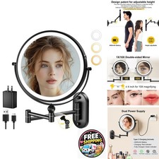 IMIKONA 9" Wall Mounted Lighted Makeup Mirror Rechargeable Double Sided 1X/10X