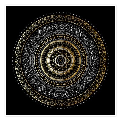 Poster Mandala Gold/Silber