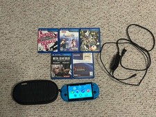 Sony PlayStation Vita Slim Aqua Blue Handheld System 64GB SD Card Plus Games