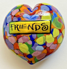 Mad Art Studios Art Glass Abstract Conversation Heart Paperweight  FRIENDS  New 