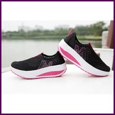 Dama Malla Transpirable Sin Cordones Correr Cuña Plataforma Informal Deportes Zapatos Atléticos