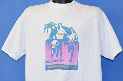 vintage 80s OP OCEAN PACIFIC MANHATTAN BEACH OLD HOMETOWN 10K RUN t-shirt XL