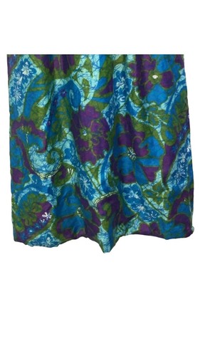 Vintage 60s Blue Purple Sleeveless Hostess Hawaiian Barkcloth Maxi Dress 34"Bust - Picture 4 of 24