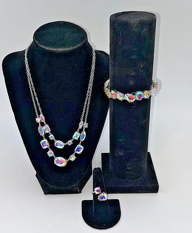 Avon радуга блеск яркий как бриллиант стекла камень ожерелье кольцо браслет размер 8 - Изображение 3 из 4