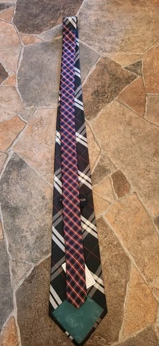 Tommy Hilfiger Mens Plaid Necktie Navy Gray White Red Contrast Tartan Tie nwt image 3