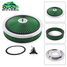 14 X 3 Green Round High Flow Thru Washable Air Cleaner Drop Base For Sbc Bbc 14 X 3 Green Round High Flow Thru Washable Air Cleaner Drop Base For Sbc Bbc