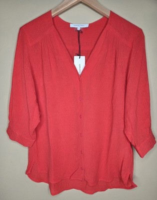 Gerard Darel Paris Clyde V-Neck Red Blouse Size 1 US XS