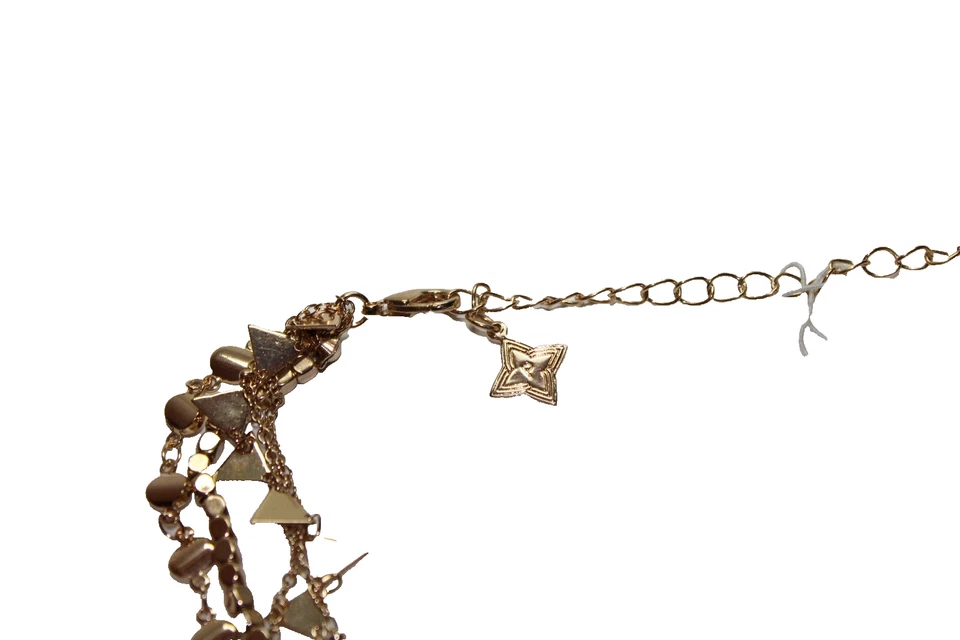 Colares femininos Panacea tom dourado em camadas e camadas triangulares e pepitas - Imagem 3 de 4