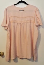 2X Falechay Pink Swiss Dot Short Sleeve Laced Top