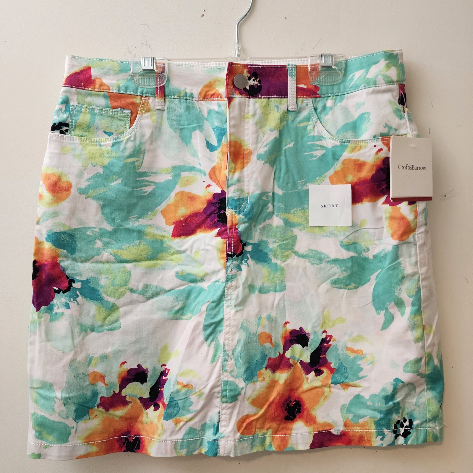 Croft And Barrow NWT Skort 8 Artsy Floral Watercolor Classic Fit Resort Vacation