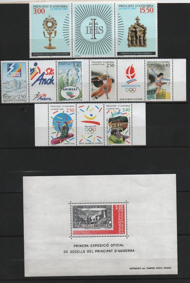 ANDORRE Neufs sans charnière lot de 4 triptyques et un bloc - Photo 1/1