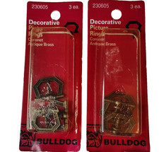 Bulldog 2 PACK Mount Decorative Rings Picture Plaque Hanger Original Package NOS