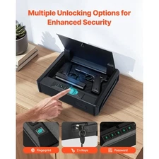 Gun Safe, Heavy Duty Handgun Safe with Fingerprint/Password/Key, 3-Way Quick Acc