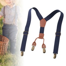 Kids Suspender Elastic Shoulder Straps for Boys Girls Dark Blue Y Back Brace