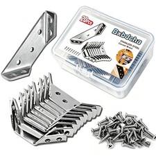 Furniture Corner Connector - 20PCS Universal Stainless Steel L Brackets for Wood