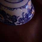 Antique Chinese BLUE & WHITE PORCELAIN RICE TEA BOWL - RAVEN BIRD — photo 3