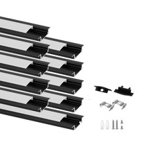 10 Pack 3.3ft 1M Recessed LED Aluminum Channel Black,LED Strip Light Diffuser...