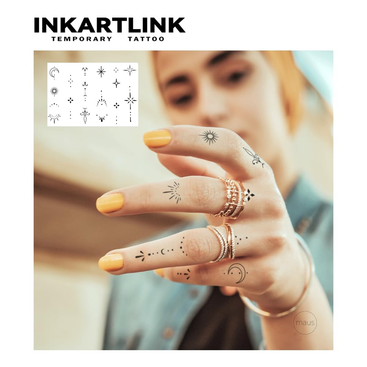 INKARTLINK Tattoo Tech, 2 Sheets Medium Semi Permanent Tattoo, Adult Art Desi... - second product detail image