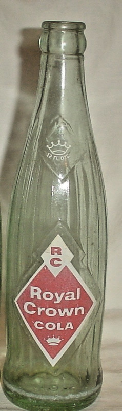 Vintage RC Royal Crown Cola 12 oz Soda Bottle Diamond Green Ribbed Glass