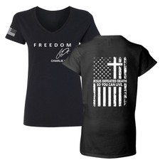 Charlie Kirk Just Defeated Death So You Can Live Womens Standard V-Neck Tee