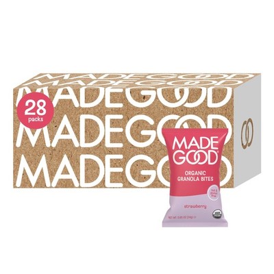 MadeGood Strawberry Granola Bites, 28 Count, Gluten 0.85 Ounce (Pack of 28)