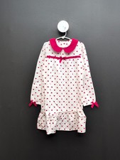 Gymboree Long Sleeves Heart Print Flannel Girl's Nightgown M 7-8 White Red