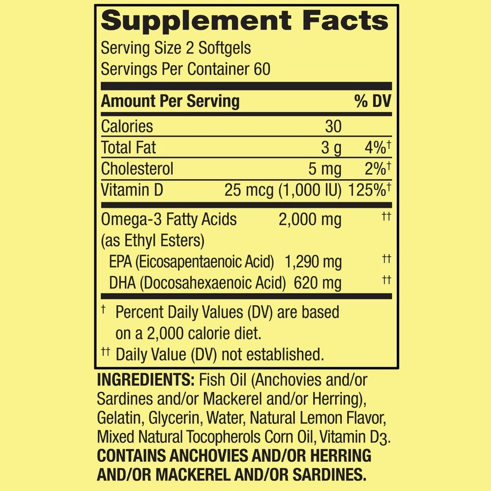 Spring Valley Maximum Care Omega-3 from Fish Oil Eye Brain Bone 2000 mg, 120 Ct - Image 3 of 3