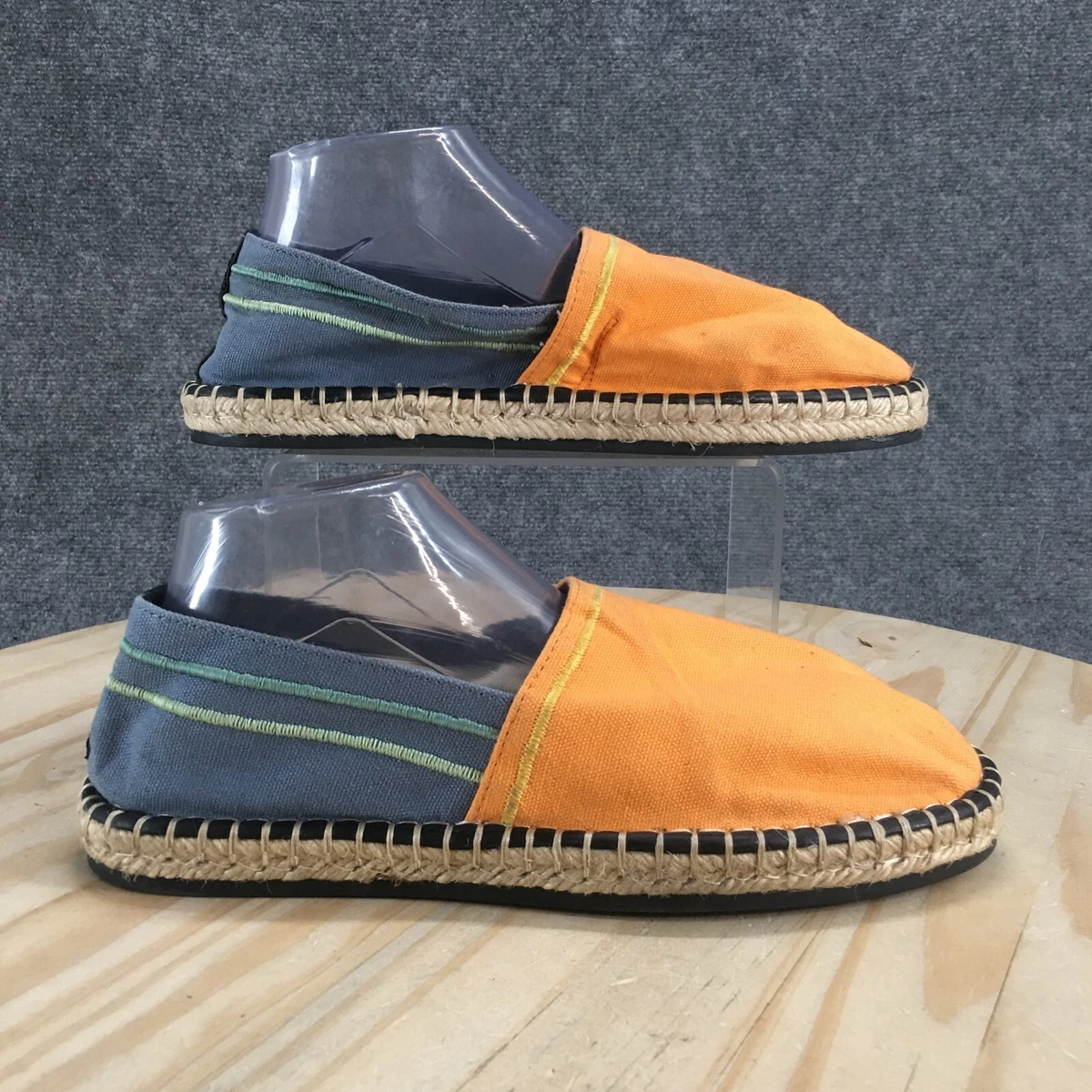 Zara Shoes Mens 41 Espadrille Orange Blue Canvas Slip On  display picture 3