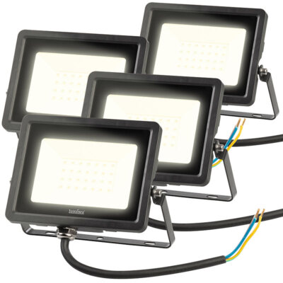 Luminea 4er-Set Mini-LED-Fluter, 20 W, 2.000 lm, IP65, 3.000 K, warmweiß
