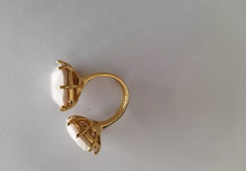 Les Nereides Ring Pink Cubic Zirconia Real Gold Plated Brass RRP £100 Adjustable - Picture 5 of 7