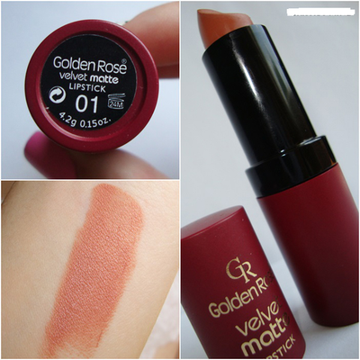 Rouge à Lèvres Mat Golden Rose Velvet Matte Lipstick 01 Beige Orangé - 4,2 G - Neuf Sous étui
