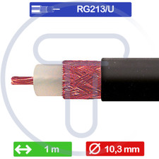 Cavo radiofrequenza RG213/U 1 metro,50 ohm, rame + schermatura diametro 10,3mm