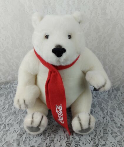 Coca Cola Polar Bear Plush Stuffed Christmas Coke White Red 14" Beverly Hills - Picture 1 of 9