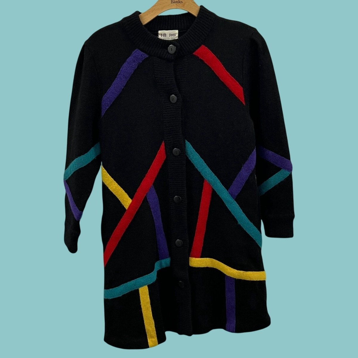 Vintage 80s JM Joss Mohair Abstract Line Artsy Heavyweight Ms
