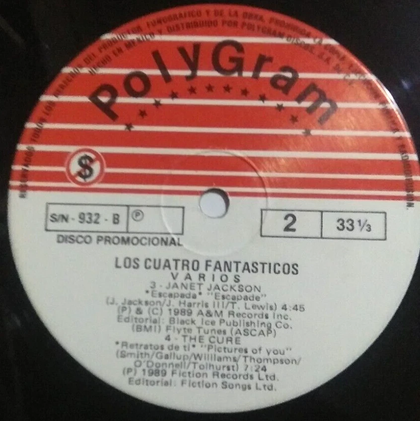 THE CURE MEXICAN PROMO 12" EP 1990 TEARS FOR FEARS JANET JACKSON FINE YOUNG FYC - Image 3 of 4