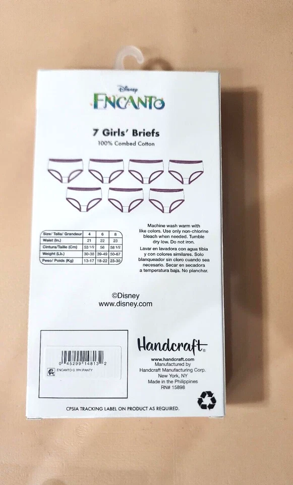 Handcrafted Disney Encanto Girls Briefs 7 pack Size 4 100 % Cotton New in box - Image 2 of 4
