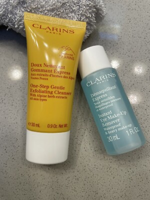 Clarins Exfoliating Cleanser And Eye Lip Makeup Removal Set Travel Kit