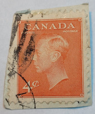 Canada Postage ~ King George VI ~ 4¢ Orange Stamp ~ Posted/Used ~ 1951